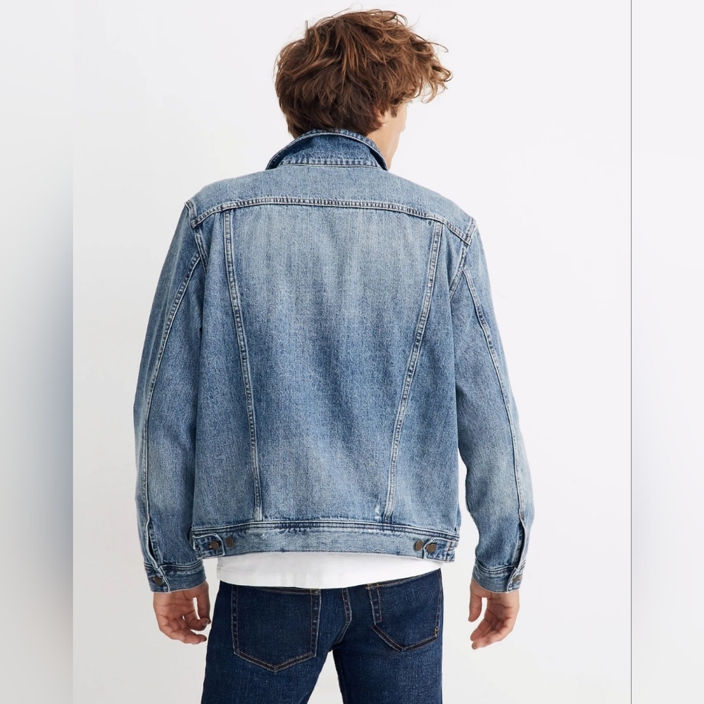 NWT Madewell "Classic Jean Jacket" in Rivoli Wash Blue Denim, Men's Size 2XL XXL - Picture 2 of 11
